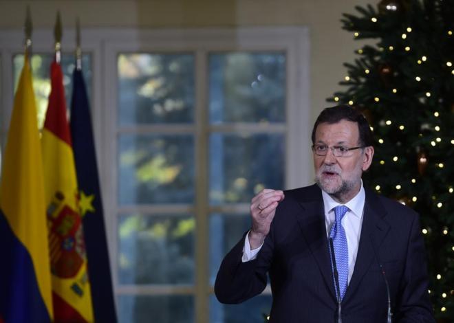 Mariano Rajoy, presidente del Gobierno, durante un discurso en La...