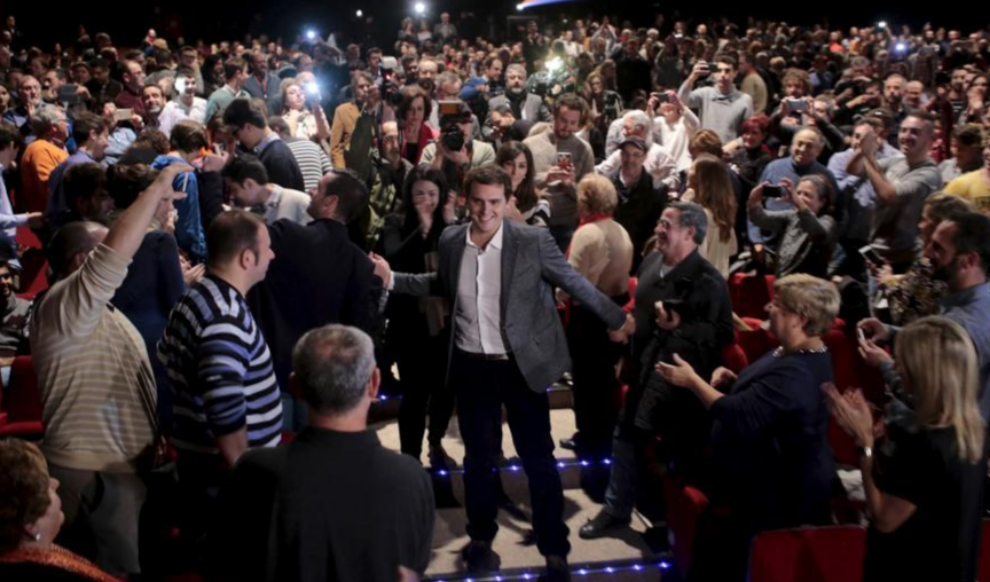 El candidato de Ciudadanos, Albert Rivera, durante un mitin en Palma...