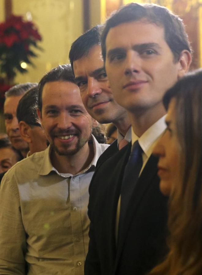 Pablo Iglesias, Andrs Herzog y Albert Rivera.