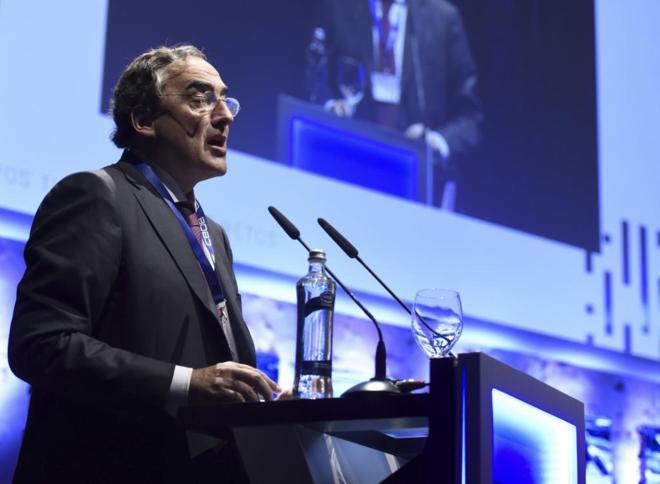 Juan Rosell, presidente de la CEOE, durante la Asamblea General de la...