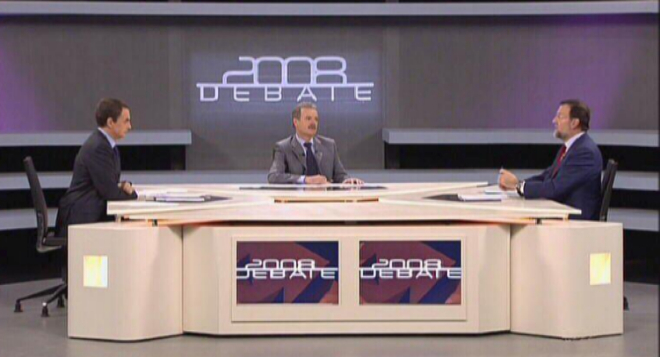 Primer cara a cara entre Zapatero y Rajoy: 25 de febrero de 2008.