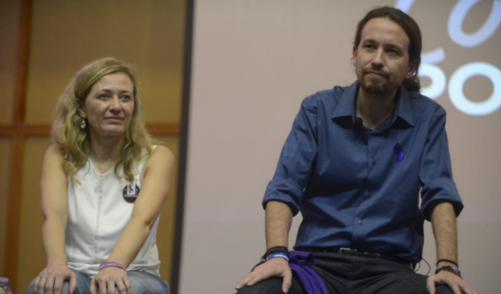 Victoria Rosell y Pablo Iglesias, en un acto de Podemos en Tenerife.