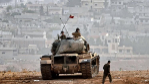 Un vehculo militar turco en la ciudad siria de Kobane.