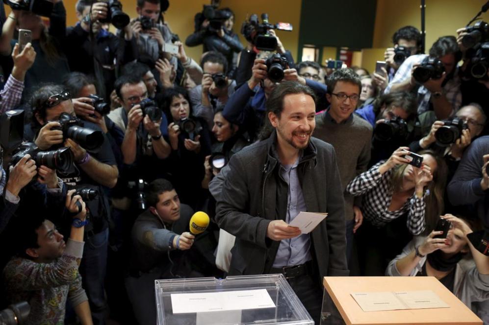 Pablo Iglesias, candidato de Podemos a la presidencia del Gobierno, en...