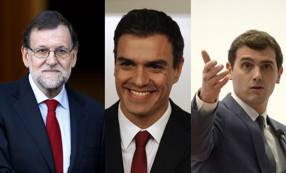 Los lderes de PP, PSOE y Ciudadanos: Mariano Rajoy, Pedro Snchez y...