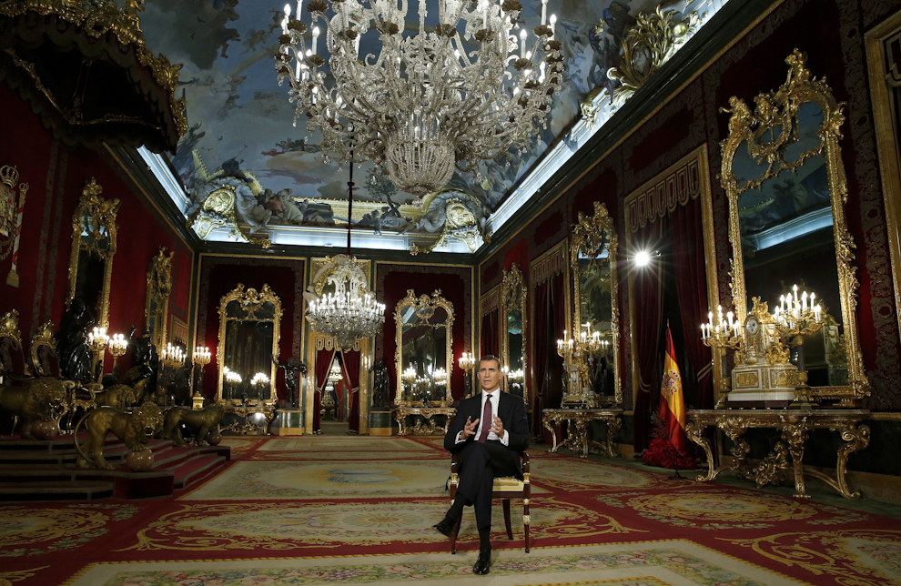 El Rey Felipe VI, durante el discurso de Nochebuena pronunciado en el...
