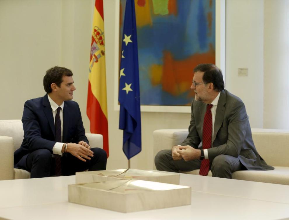 Albert Rivera, el lunes, durante su encuentro con Mariano Rajoy.