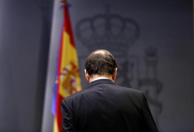 Mariano Rajoy, tras la rueda de prensa celebrada esta tarde en...