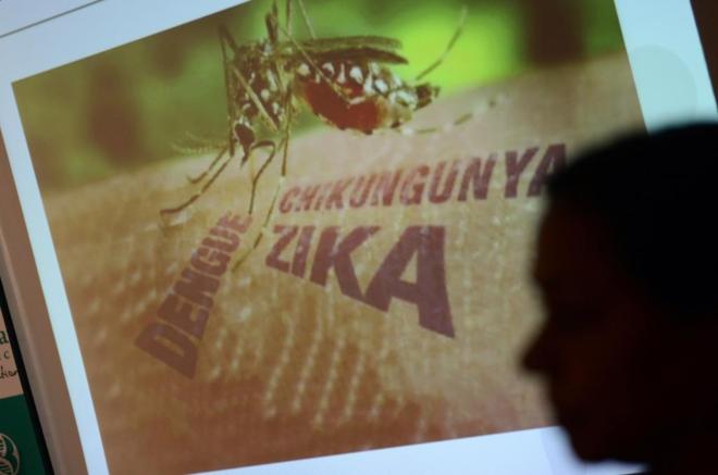 Imagen de una presentacin sobre el virus Zika en Hyderabad