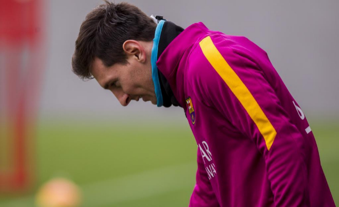 Lionel Messi, durante un entrenamiento con el Barcelona.