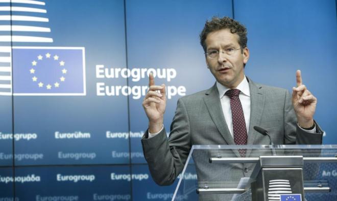 Jeroen Dijsselbloem, presidente del Eurogrupo, durante una reunin de...