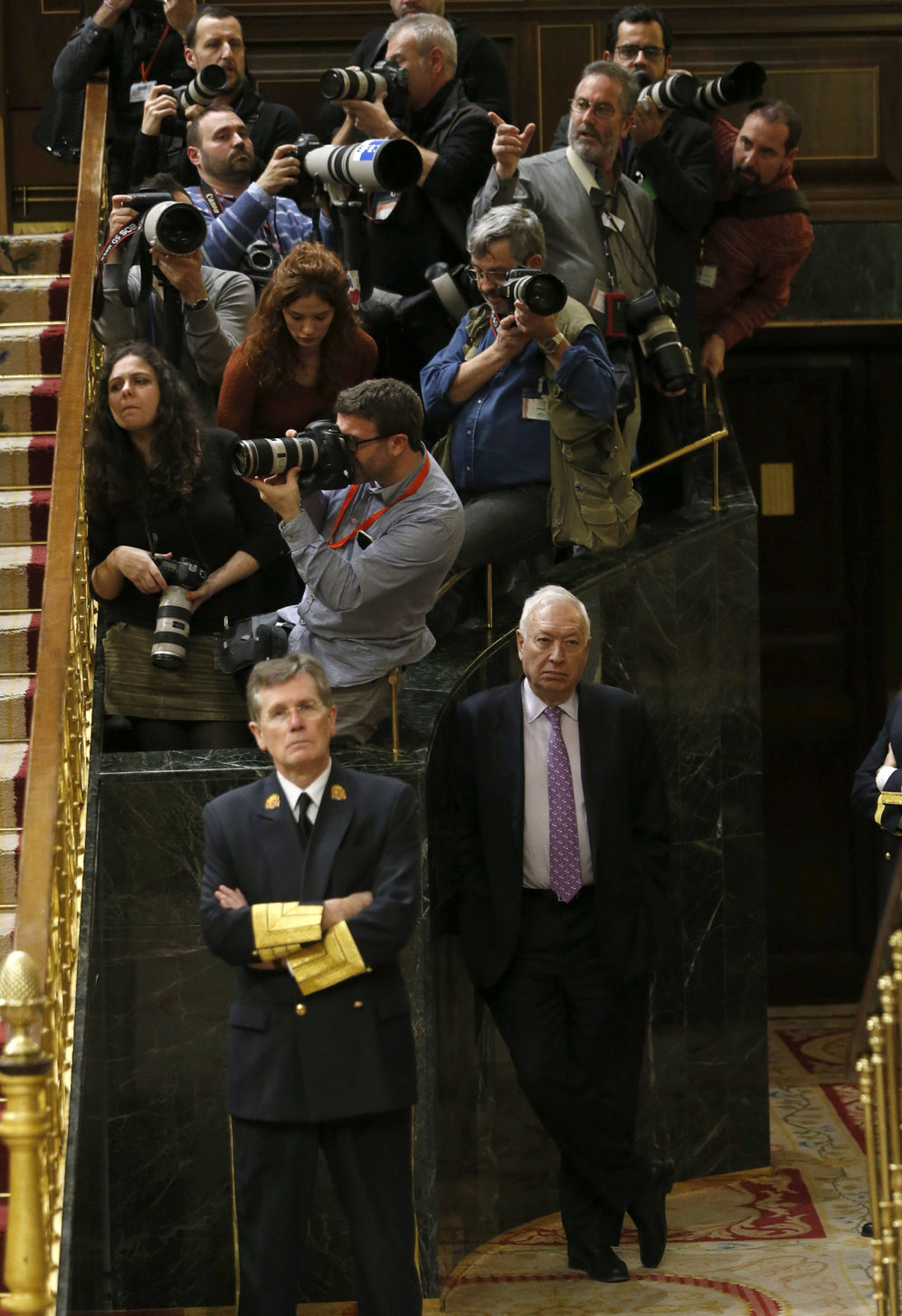Garca Margallo atiende durante el discurso de Pedro Snchez,...
