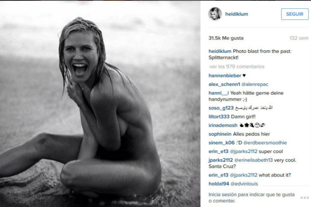 La modelo Heidi Klum en la playa.