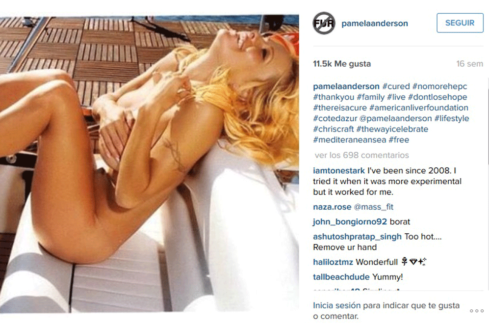 Pamela Anderson se desnud en Instagram para celebrar la superacin...
