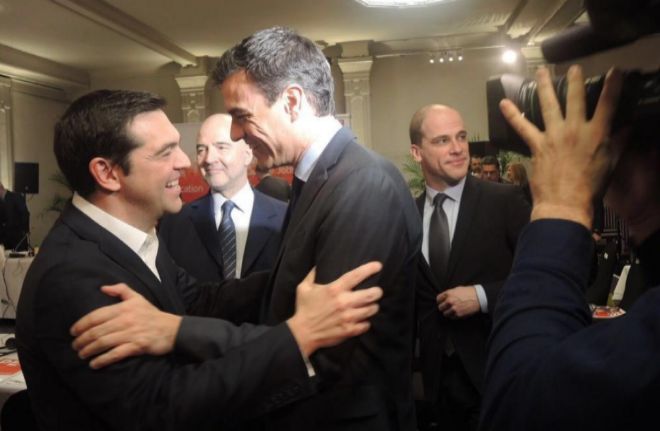 Alexis Tsipras y Pedro Snchez, este jueves en Bruselas.