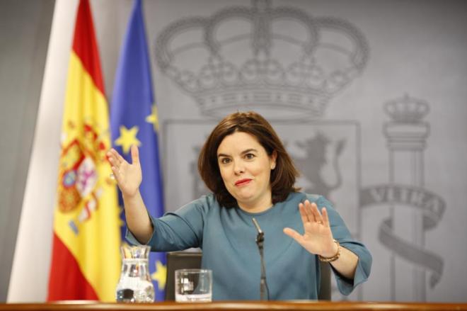 Soraya Sáenz de Santamaría, en la rueda de prensa tras el Consejo de...