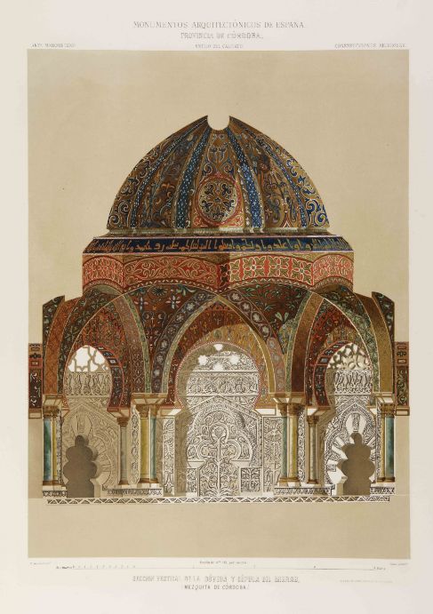 Seccin vertical de la bveda y cpula del Mihrab: Mezquita de...