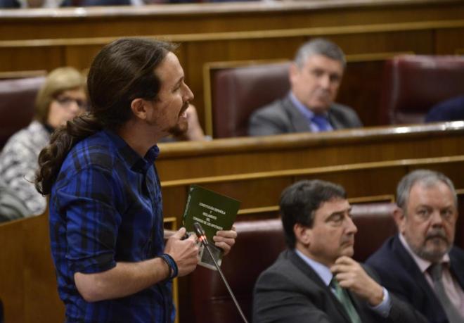 Pablo Iglesias, lder de Podemos, en una intervencin en el Pleno...
