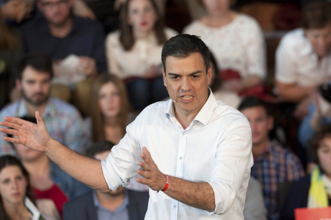 Pedro Snchez durante un acto electoral celebrado en el Auditorio Mar...