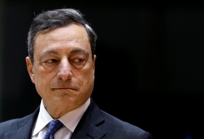 El Presidente del BCE, Mario Draghi durante su intervencin en el...