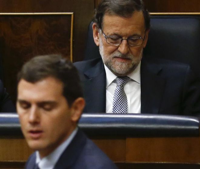 Rajoy y Rivera, en el Congreso el pasado marzo.