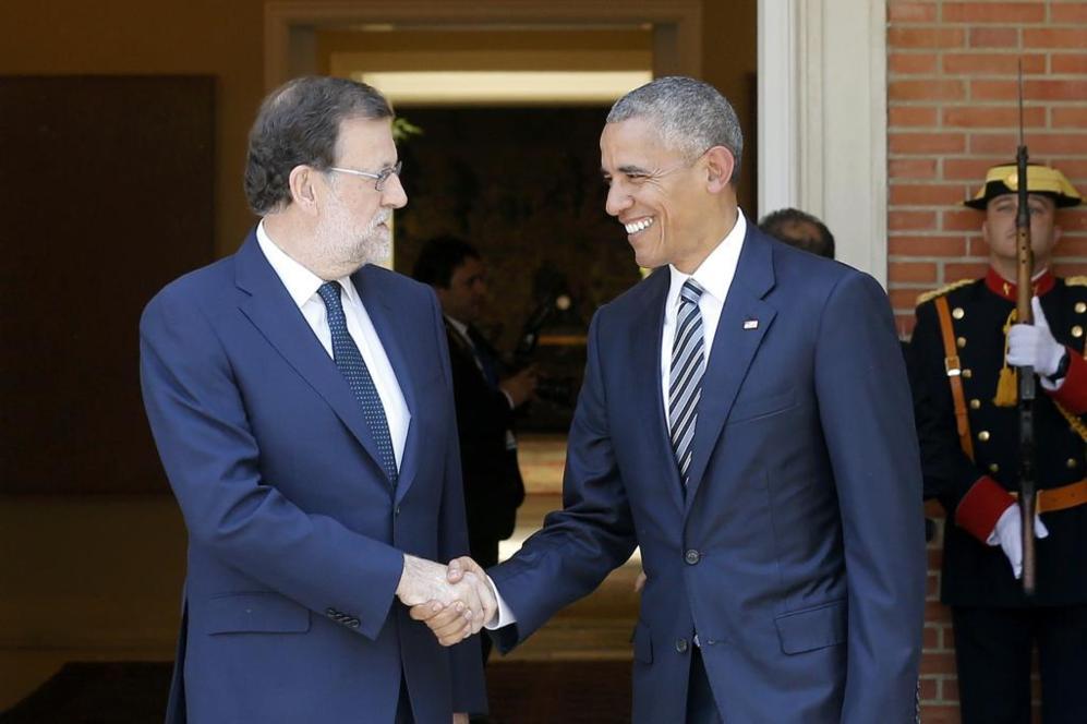 Mariano Rajoy recibe al presidente de EEUU a su llegada al Palacio de...