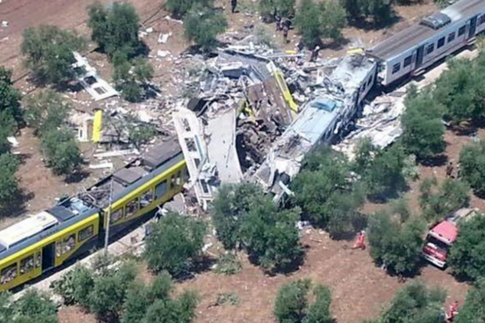 Imagen area del choque entre los dos trenes en Alpudia, al sur de...
