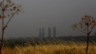 Vista del cielo nublado en Madrid, afectada por el polvo africano y...