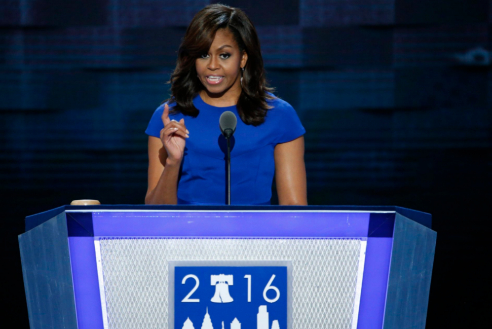 La primera dama, Michelle Obama, durante su discurso en la convencin...
