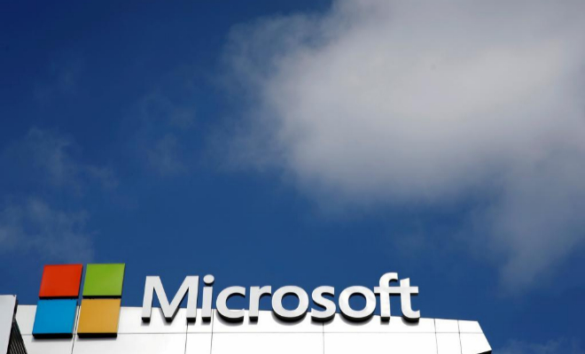 Logo de la compaa Microsoft en Los ngeles, California.