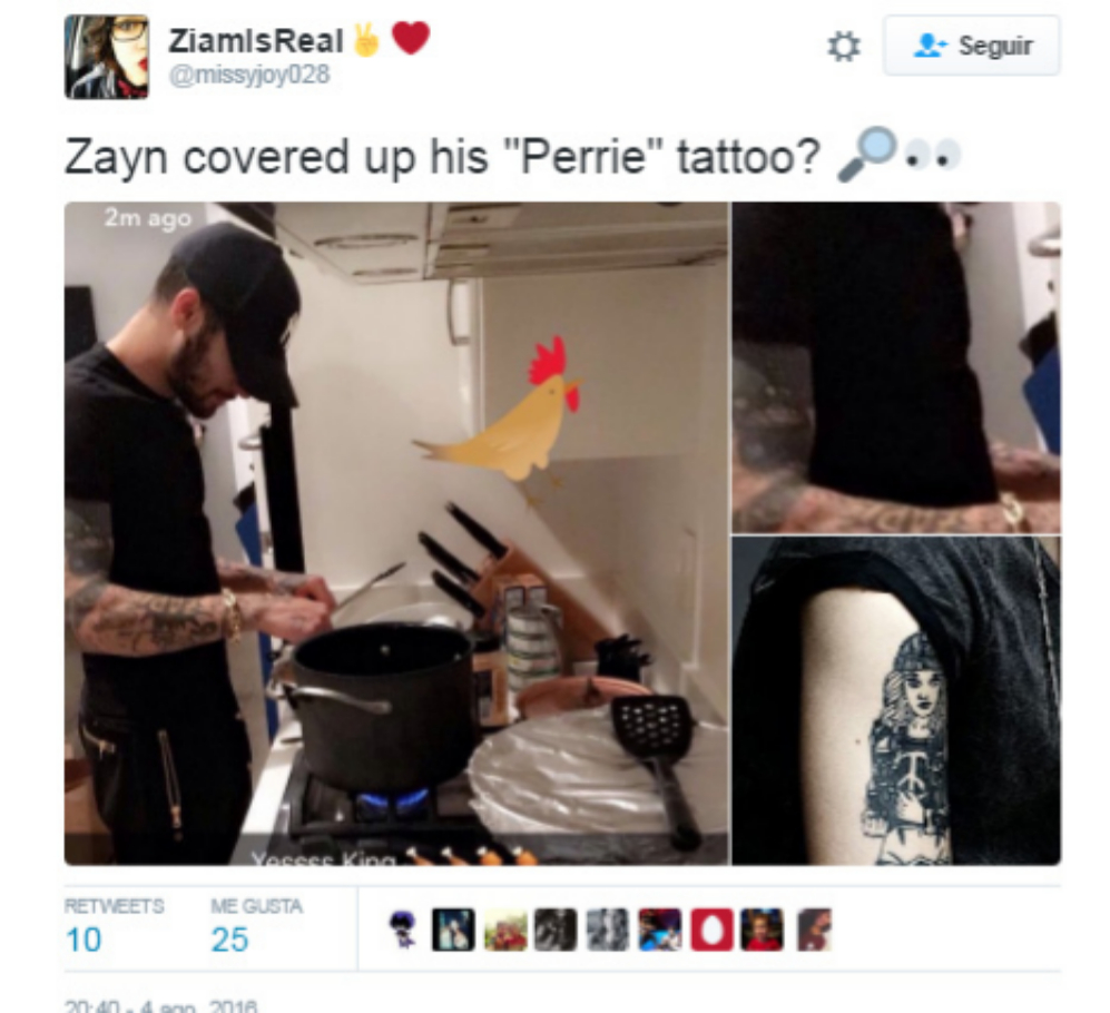 Zayn Malik se ha tapado el tatuaje que tena en honor a su ex novia....