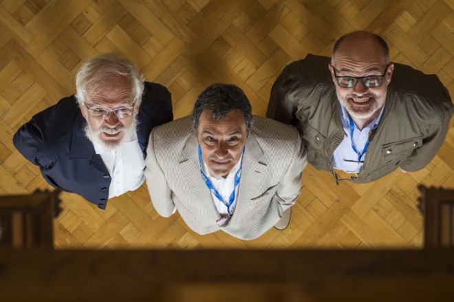 Desde la izquierda, Antonio Fraguas (Forges), Julio Rey y Jos Manuel...