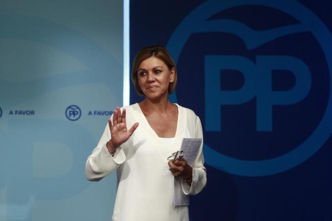 Mara Dolores de Cospedal, en rueda de prensa en la sede del PP en...