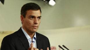 Pedro Snchez, el lunes, en la sede del PSOE en Ferraz tras la...
