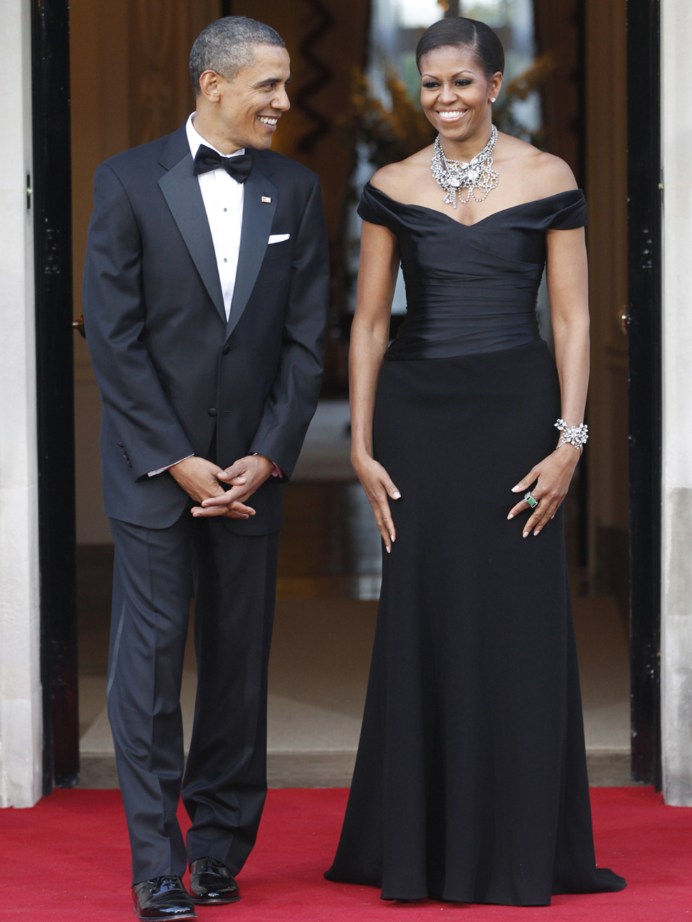 Junto a su marido Barack Obama durante una recepcin oficial durante...