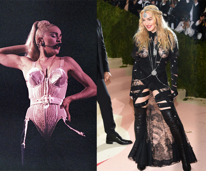 A la izquierda, Madonna en los 90. A la derecha, Madonna en la gala...