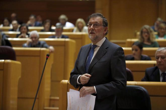 Mariano Rajoy, durante la sesin de control en el Senado.