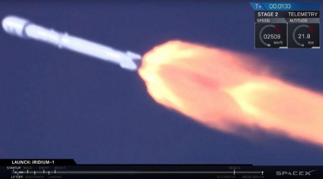 Imagen del cohete enviado al espacio este sbado.
