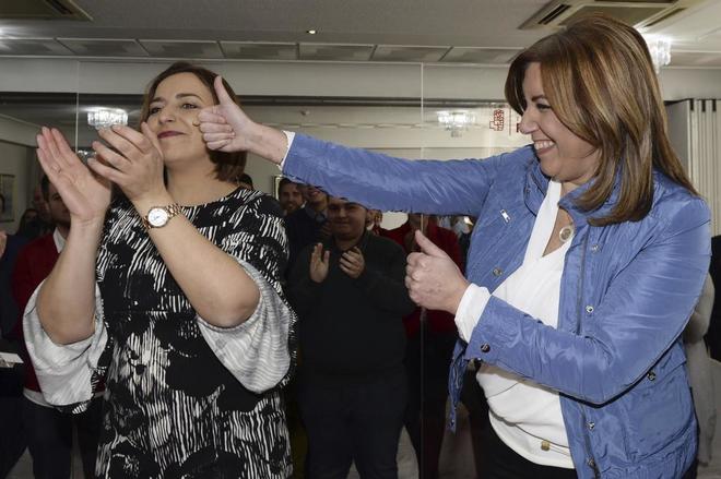 Susana Daz, junto a la secretaria provincial del PSOE en Palencia,...