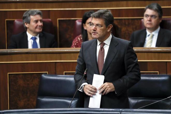 Rafael Catal, ministro de Justicia, durante su intervencin en la...