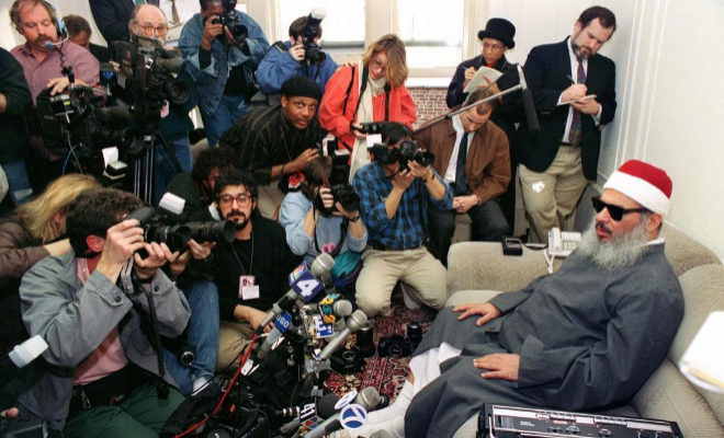 Omar Abdelrahman durante una rueda de prensa en 1993