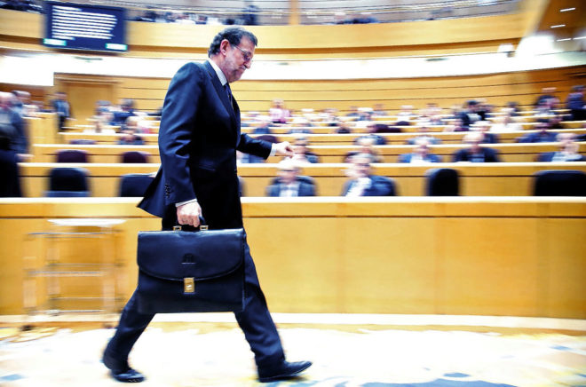 Mariano Rajoy, ayer, tras terminar su intervencin en la sesin de...