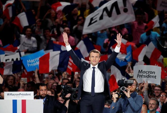 Emmanuel Macron durante el evento Arenas de Bercy, ayer, en París.
