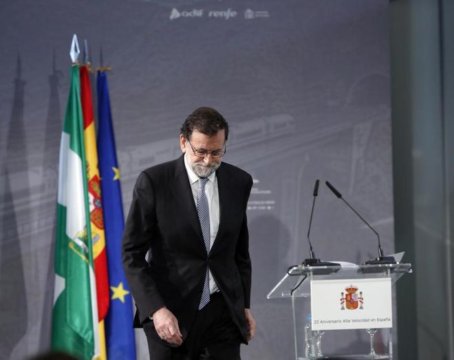 Mariano Rajoy, el da 21, en la estacin de Santa Justa (Sevilla),...