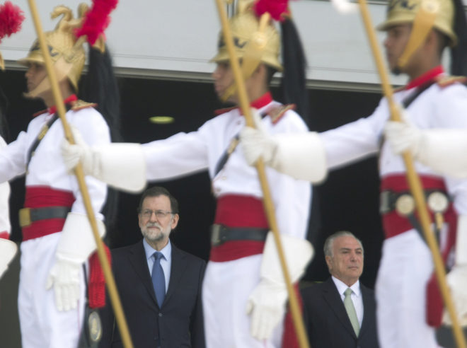Mariano Rajoy, ayer en Brasilia, en la primera jornada de su viaje a...