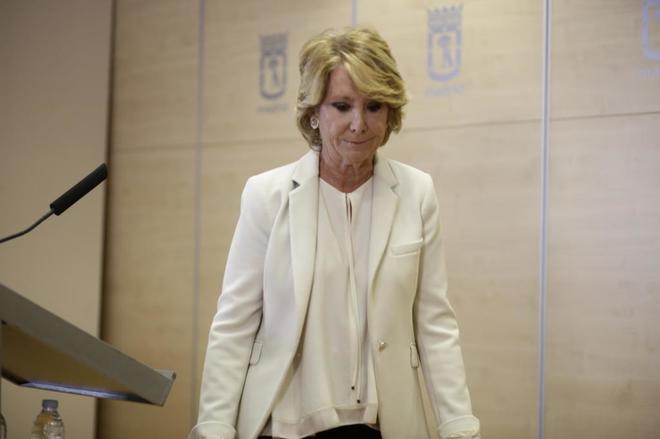 Esperanza Aguirre, el lunes, tras anunciar su dimisin como portavoz...