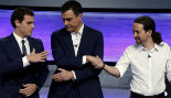 Albert Rivera, Pedro Snchez y Pablo Iglesias, durante un debate para...