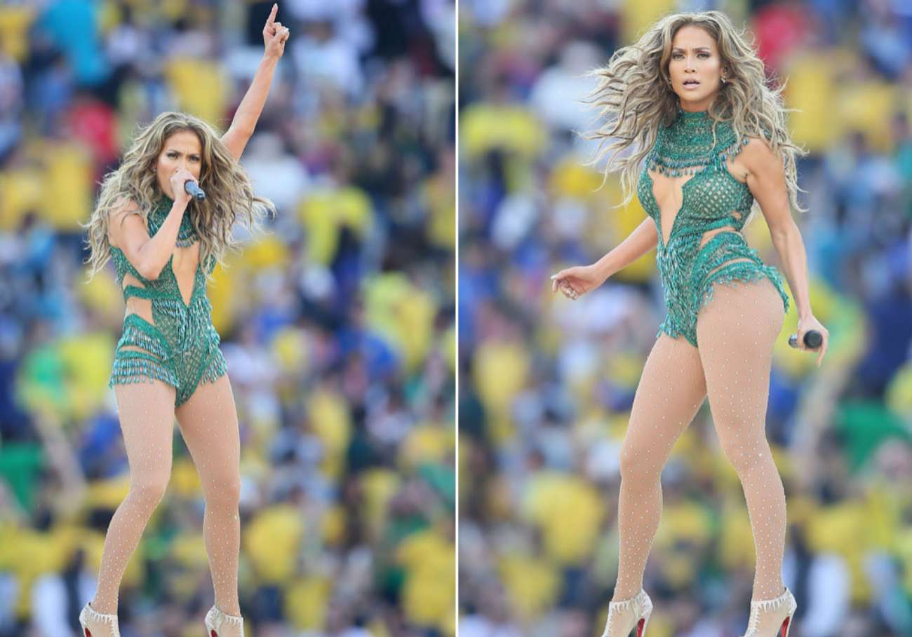 Jennifer Lopez durante su actuacin en la apertura del Mundial de...