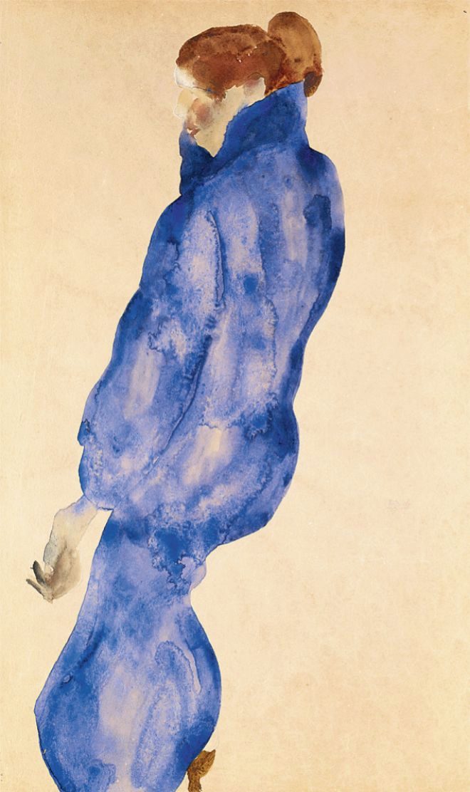 Mujer con vestido azul, 1911, Egon Schiele.