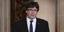 El presidente de la Generalitat Carles Puigdemont en su declaracin...